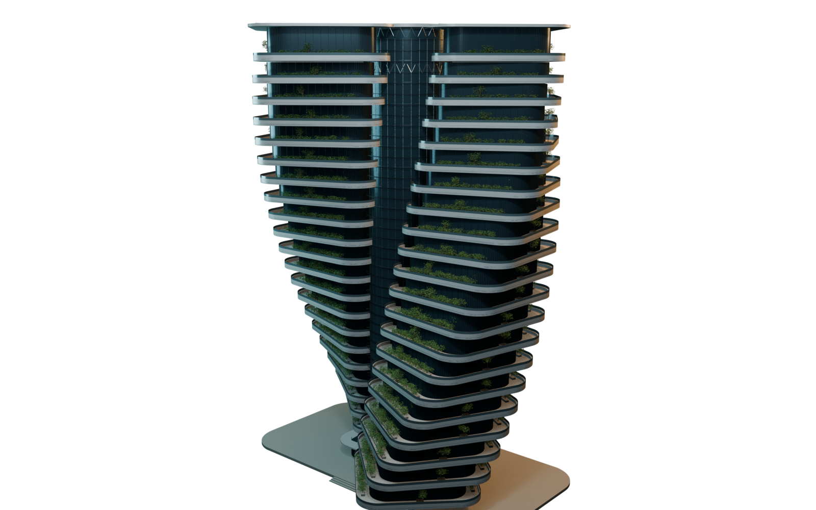 Blender 雕刻的陶朱隱園扭轉建築